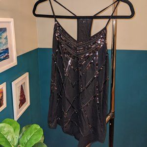 EXPRESS Black Sequin Camisole Size Medium